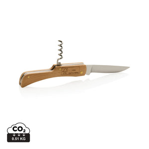 Coltello con apribottiglia in legno marrone - personalizzabile con logo