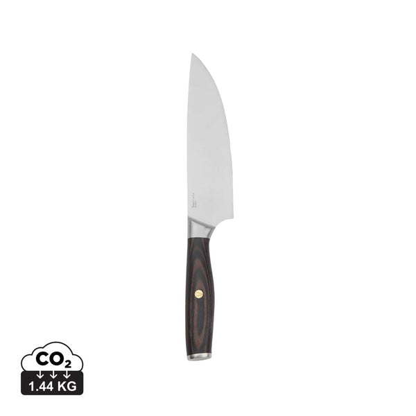 Coltello da chef VINGA Tara in acciaio riciclato RCS acciaio, marrone - personalizzabile con logo