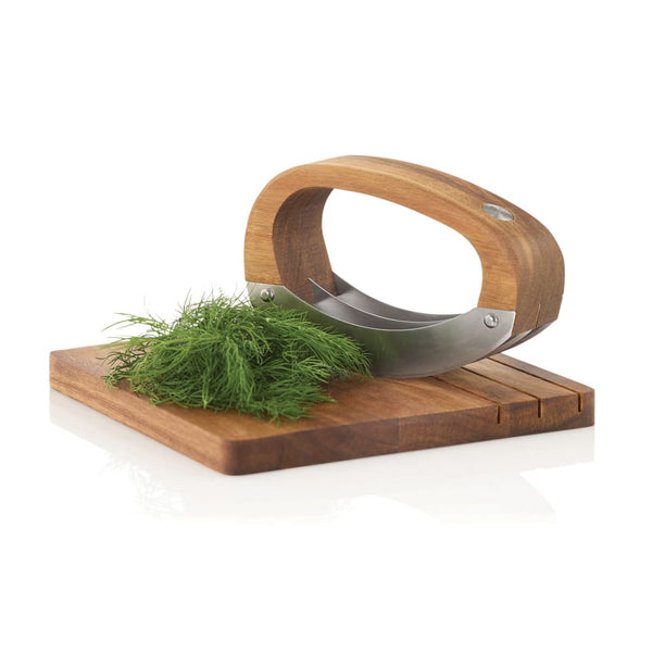 Coltello da cucina AdHoc RoccaVerde con tagliere marrone - personalizzabile con logo