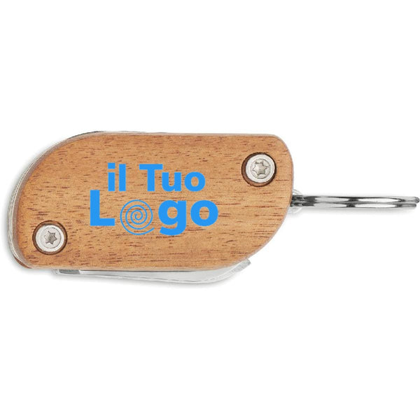 Coltello legno tascabile multiuso Natural - personalizzabile con logo