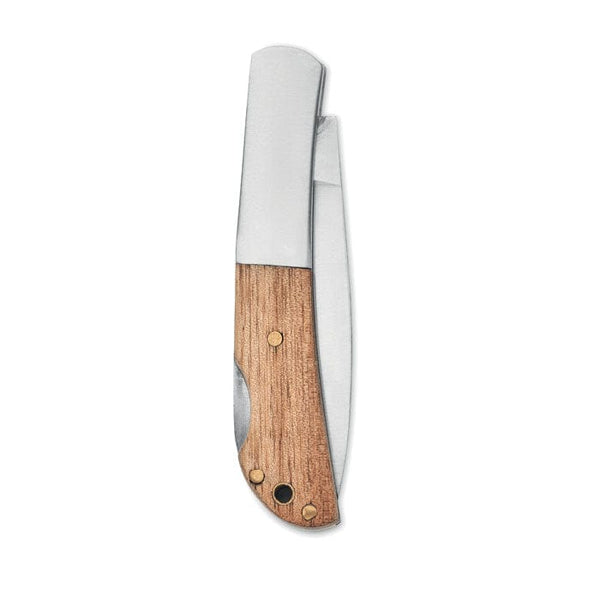 Coltello pieghevole in acacia Natural - personalizzabile con logo