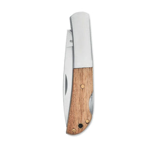 Coltello pieghevole in acacia Natural - personalizzabile con logo