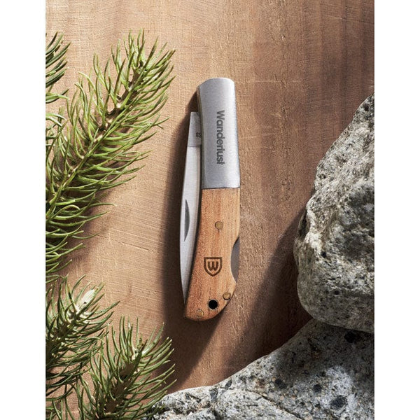 Coltello pieghevole in acacia Natural - personalizzabile con logo