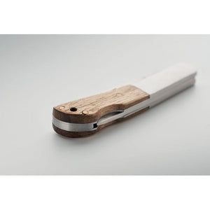 Coltello pieghevole in acacia Natural - personalizzabile con logo