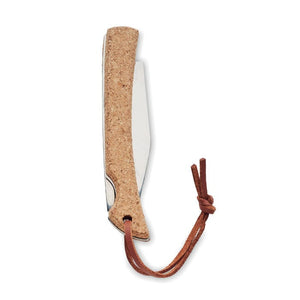 Coltello pieghevole in sughero beige - personalizzabile con logo