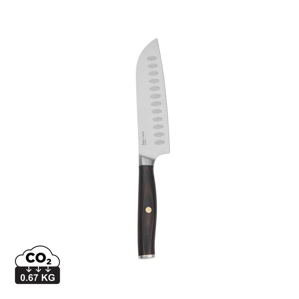 Coltello Santoku VINGA Tara in acciaio riciclato RCS acciaio, nero - personalizzabile con logo