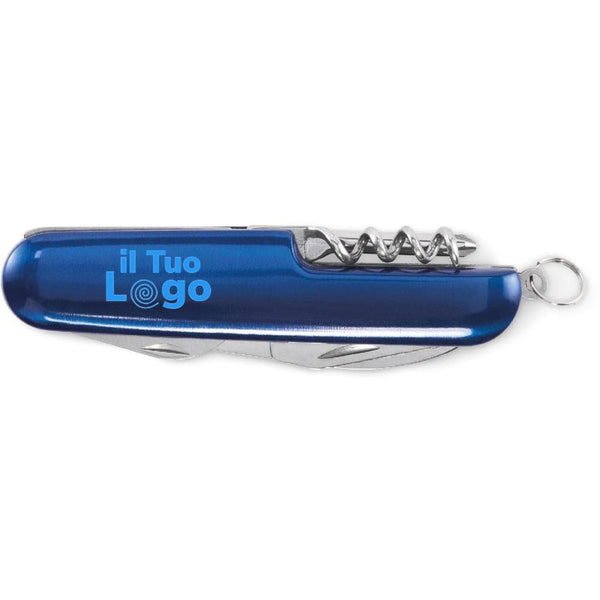 Coltello tascabile multiuso Blu - personalizzabile con logo