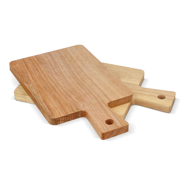 Confezione da 2 mini taglieri in legno da portata per tapas natural / Chiaro - personalizzabile con logo