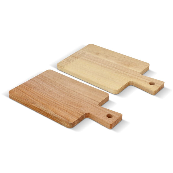 Confezione da 2 mini taglieri in legno da portata per tapas natural / Chiaro - personalizzabile con logo
