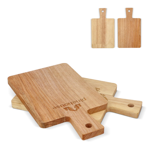 Confezione da 2 mini taglieri in legno da portata per tapas natural / Chiaro - personalizzabile con logo