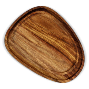 Confezione da 2 vassoi in legno a forma organica natural - personalizzabile con logo