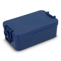 Contenitore per il pranzo a doppio strato con posate blu navy - personalizzabile con logo