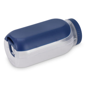 Contenitore per pranzo all-in-one con scomparto per salsa e cucchiaio-forchetta blu navy - personalizzabile con logo