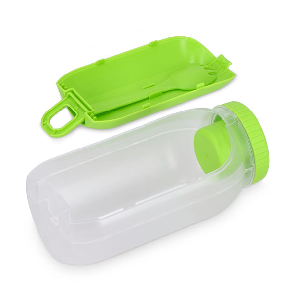 Contenitore per pranzo all-in-one con scomparto per salsa e cucchiaio-forchetta - personalizzabile con logo