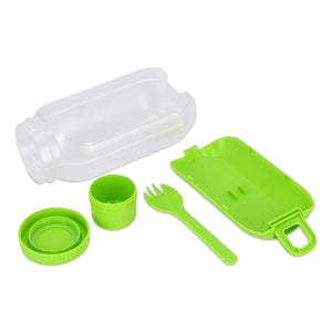 Contenitore per pranzo all-in-one con scomparto per salsa e cucchiaio-forchetta - personalizzabile con logo