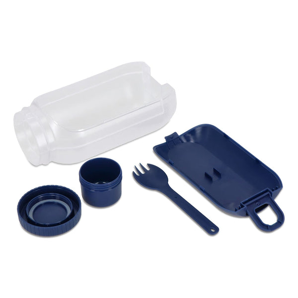 Contenitore per pranzo all-in-one con scomparto per salsa e cucchiaio-forchetta - personalizzabile con logo
