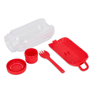 Contenitore per pranzo all-in-one con scomparto per salsa e cucchiaio-forchetta - personalizzabile con logo