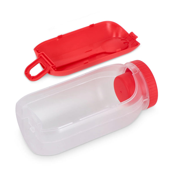 Contenitore per pranzo all-in-one con scomparto per salsa e cucchiaio-forchetta - personalizzabile con logo