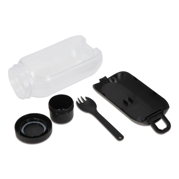 Contenitore per pranzo all-in-one con scomparto per salsa e cucchiaio-forchetta - personalizzabile con logo