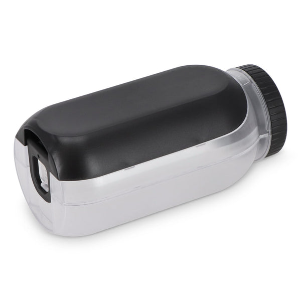 Contenitore per pranzo all-in-one con scomparto per salsa e cucchiaio-forchetta Nero - personalizzabile con logo