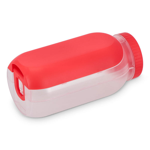 Contenitore per pranzo all-in-one con scomparto per salsa e cucchiaio-forchetta Rosso - personalizzabile con logo