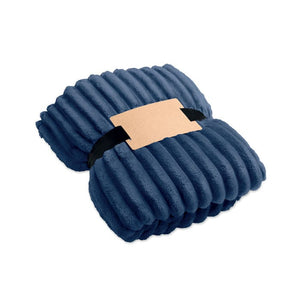 Coperta a righe in pile RPET Blu - personalizzabile con logo