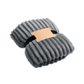 Coperta a righe in pile RPET grigio - personalizzabile con logo