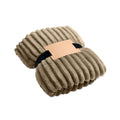 Coperta a righe in pile RPET kaki - personalizzabile con logo