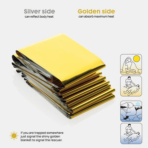 Coperta d'emergenza Solra in custodia rPET RCS nero - personalizzabile con logo