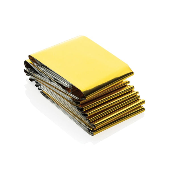 Coperta d'emergenza Solra in custodia rPET RCS nero - personalizzabile con logo