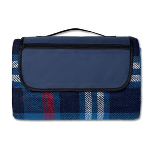 Coperta da picnic tartan blu - personalizzabile con logo