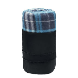 Coperta da viaggio tartan blu - personalizzabile con logo