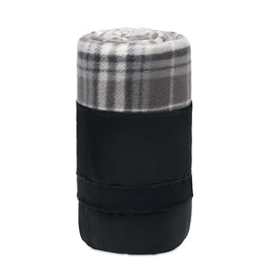 Coperta da viaggio tartan grigio - personalizzabile con logo