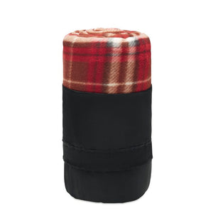 Coperta da viaggio tartan rosso - personalizzabile con logo