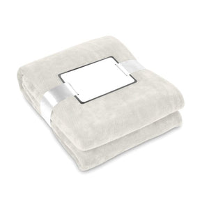 Coperta in pile liscia beige - personalizzabile con logo