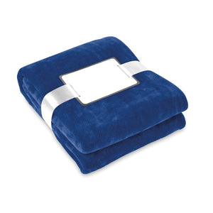 Coperta in pile liscia blu - personalizzabile con logo