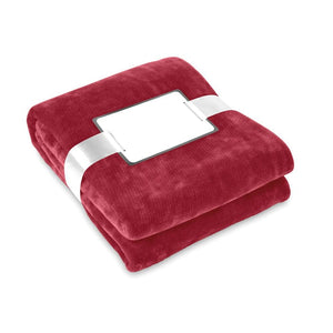 Coperta in pile liscia bordeaux - personalizzabile con logo