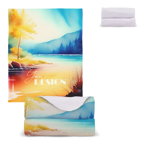 Coperta in pile con stampa all over 120x150 cm Bianco - personalizzabile con logo