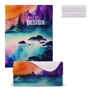 Coperta in pile con stampa  all over 130x170 cm 290g/m² Bianco - personalizzabile con logo