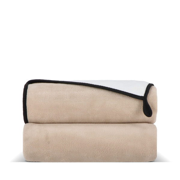 Coperta in pile di corallo accoppiato 120x150 cm (500 g/m²) sublimazione Beige - personalizzabile con logo
