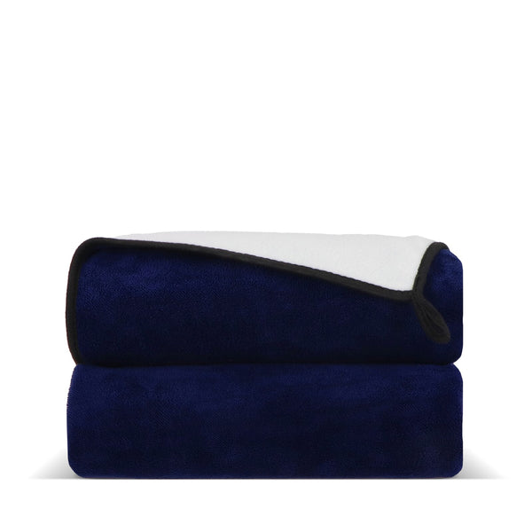 Coperta in pile di corallo accoppiato 120x150 cm (500 g/m²) sublimazione blu navy - personalizzabile con logo