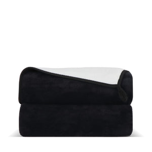Coperta in pile di corallo accoppiato 120x150 cm (500 g/m²) sublimazione Nero - personalizzabile con logo