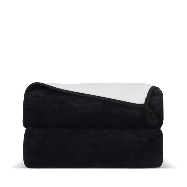 Coperta in pile di corallo accoppiato 120x150 cm (500 g/m²) sublimazione Nero - personalizzabile con logo