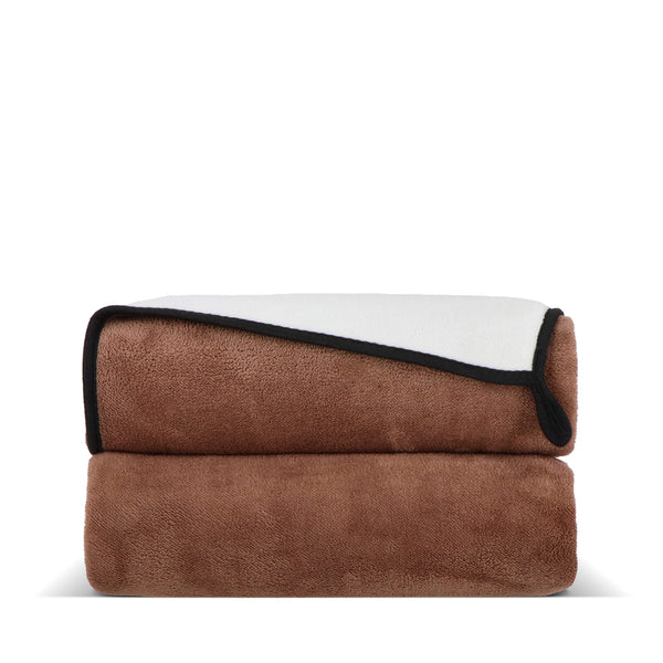 Coperta in pile di corallo accoppiato 120x150 cm (500 g/m²) sublimazione Tortora - personalizzabile con logo