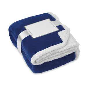 Coperta in pile e sherpa blu - personalizzabile con logo