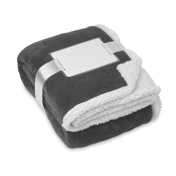 Coperta in pile e sherpa grigio - personalizzabile con logo