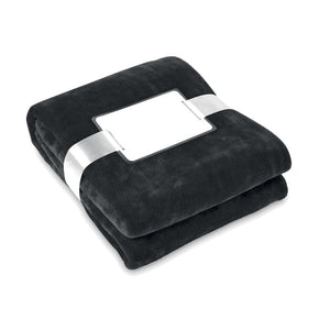 Coperta in pile liscia Nero - personalizzabile con logo