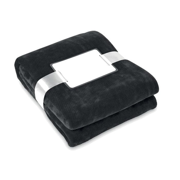 Coperta in pile liscia Nero - personalizzabile con logo