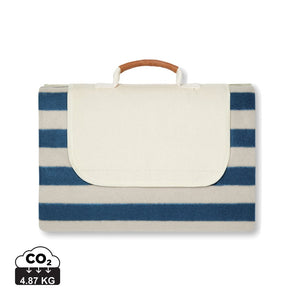 Coperta picnic grande VINGA Alba in RPET GRS righe blu - personalizzabile con logo