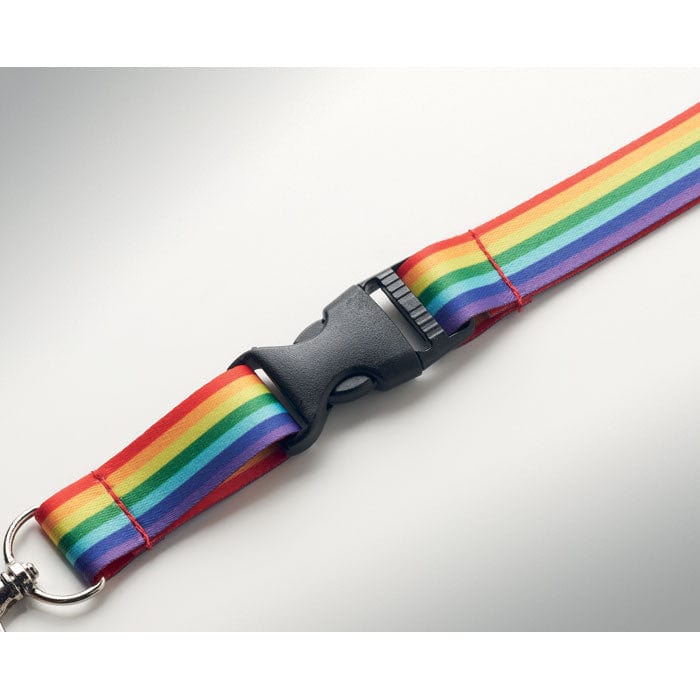 Cordino in RPET arcobaleno arcobaleno - personalizzabile con logo